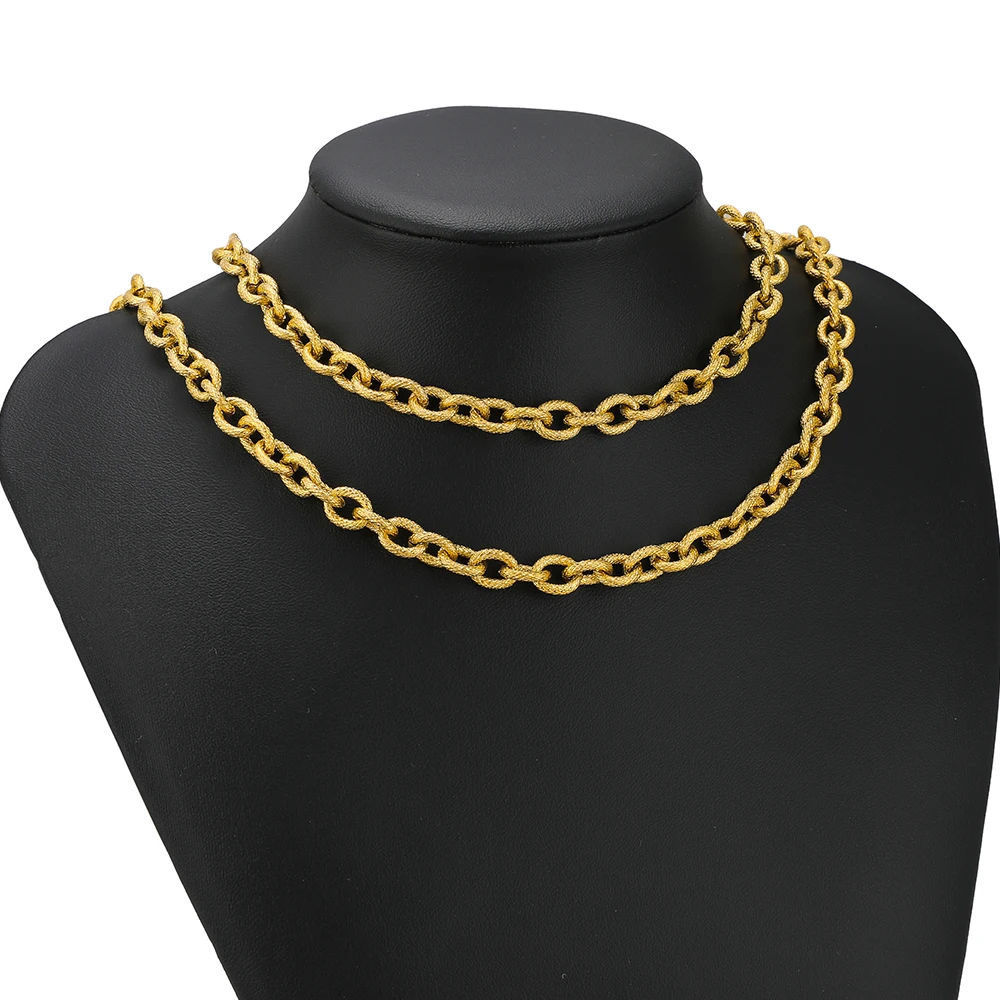 1 Meter Stainless Steel 8mm Width Gold Color Chunky Chain Textured Punk Choker Necklace for DIY Jewelry Making Findings Crafts