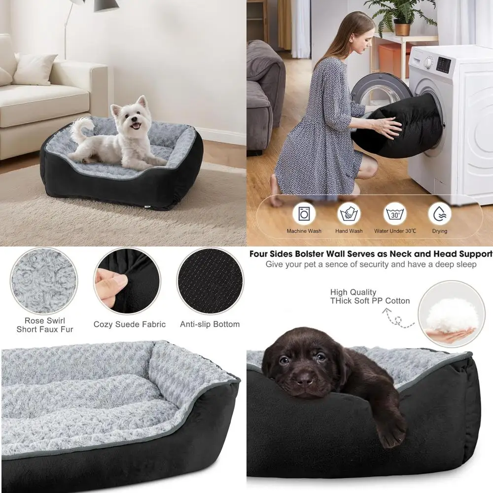 

Ортопедическая моющаяся лежанка для собак средних и крупных пород — дышащая, нескользящая, прочная, для уюта и комфорта питомца, различные размеры, черная