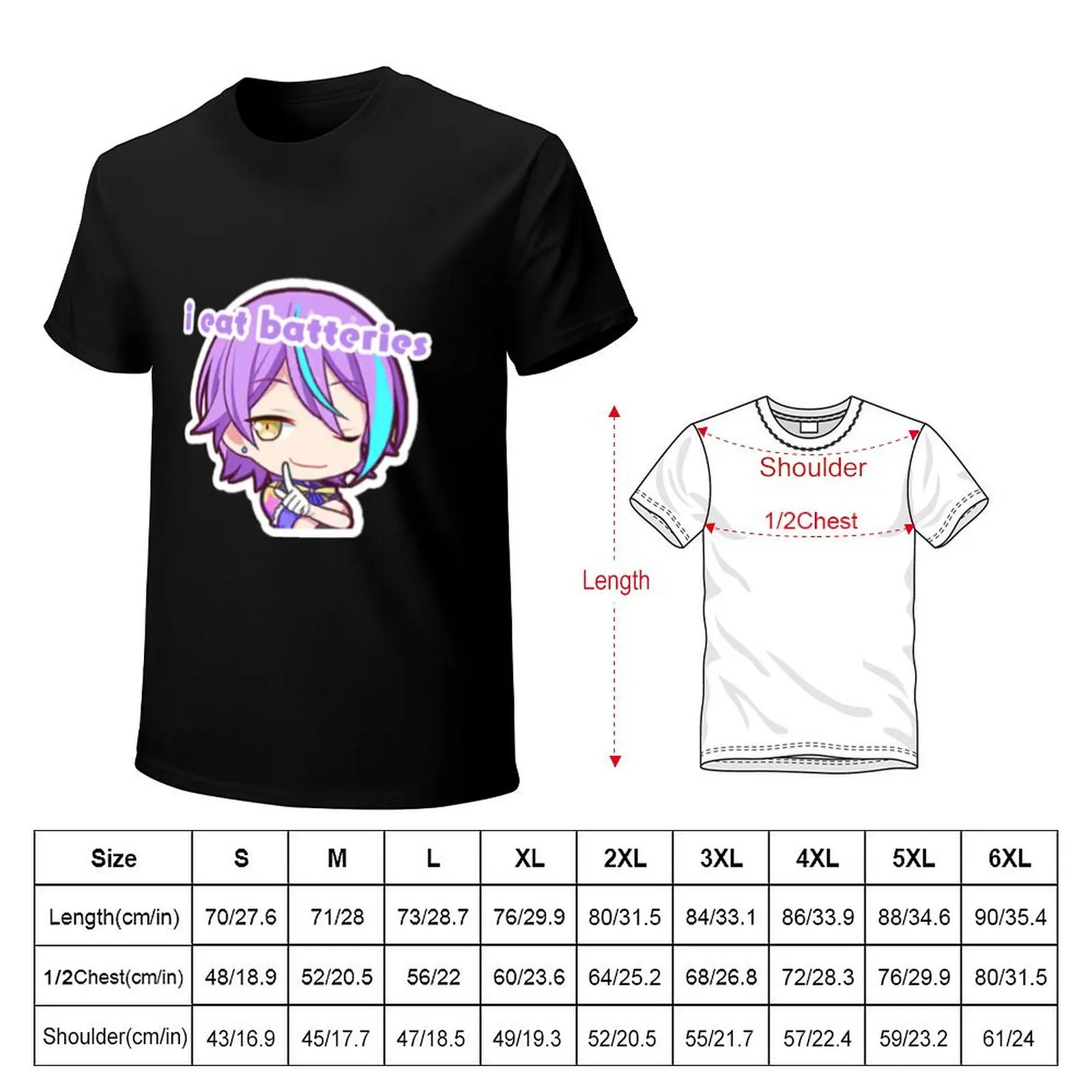 i eat batteries rui kamishiro project sekai meme T-Shirt vintage clothes man clothes funny t shirts for men