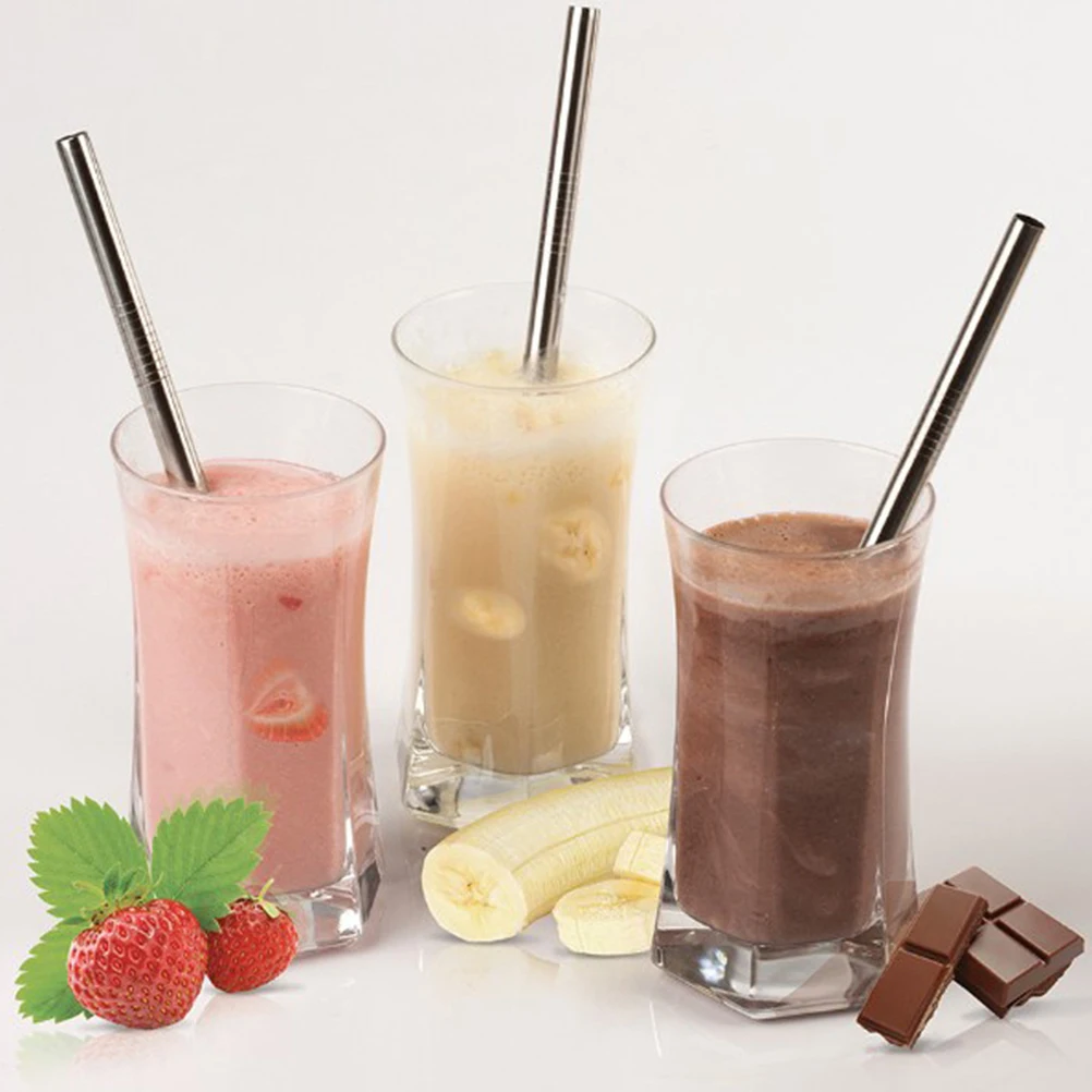 

4pcs Stainless Steel Straws Reusable Metal Drinking Straws 0.43Inch 8.46Inch Long For Smoothie Cocktail Coffee Beer Wine Bpa