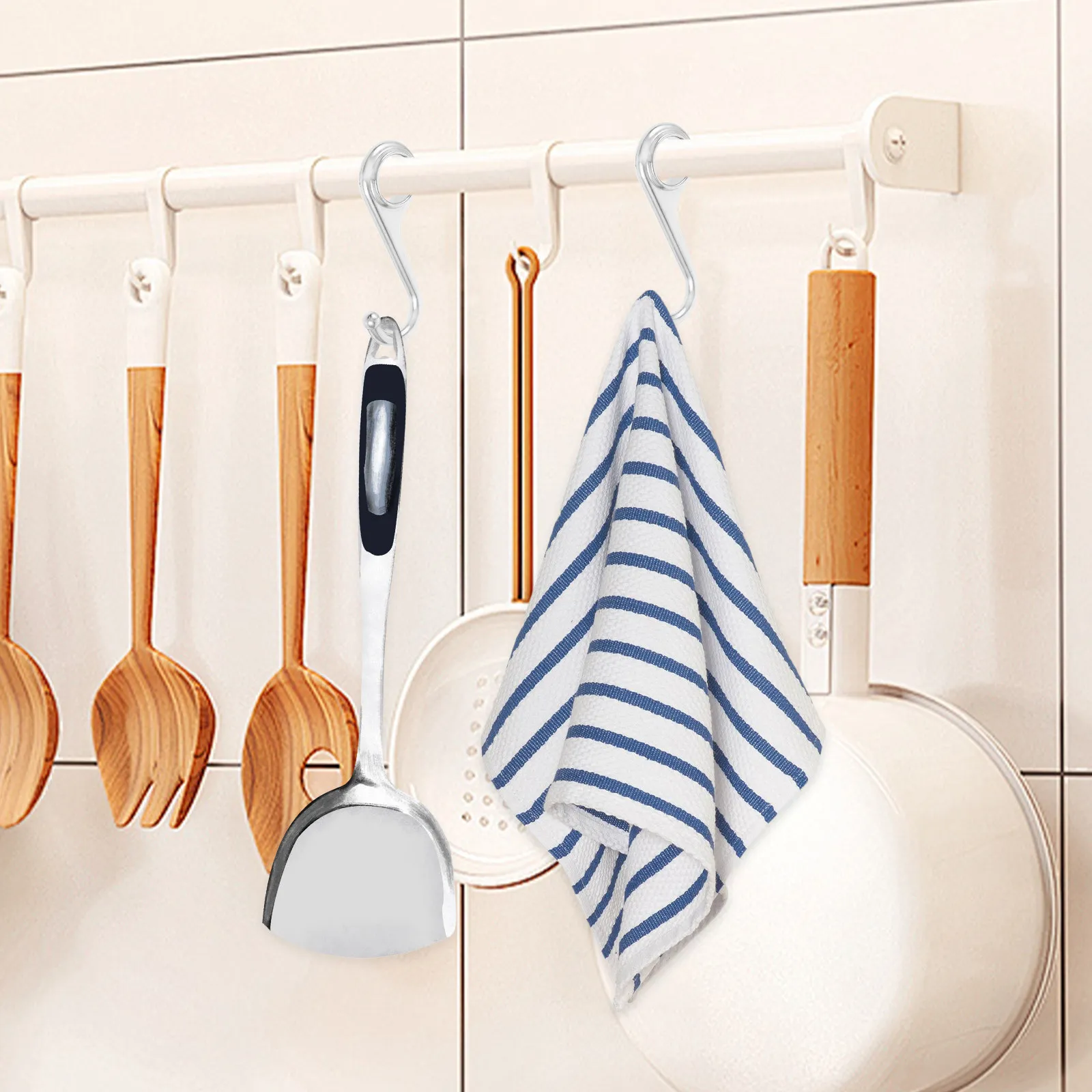 5Pcs Multipurpose Metal Ring Hooks Modern Minimalist Design Heavy Duty Hooks for Closet Wardrobe Kitchen Bathroom Hanging view 4