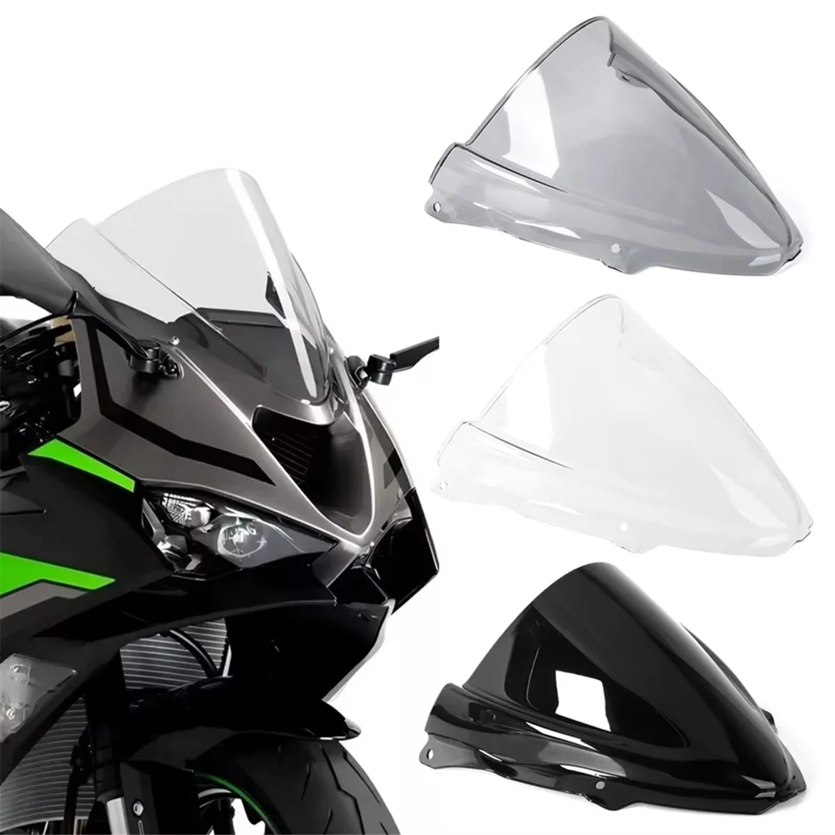 Motorcycle Windscreen Windshield Wind Deflector Flyscreen for Kawasaki Ninja ZX6R ZX-6R 2024 2025 Black