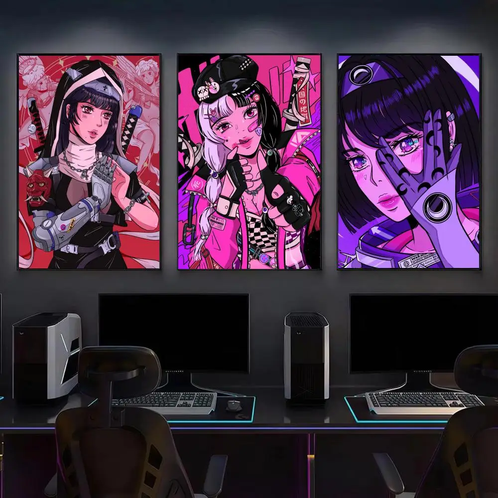 B-B Clarissa Art Cyberpunk Girl Poster Modern Aesthetic Canvas Wall Art Poster Cool Room Stuff Bedroom Decor