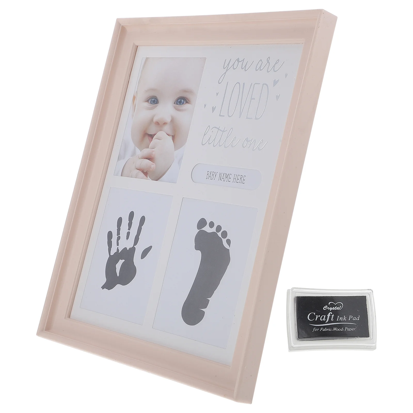 Hand Fuß Stempelkissen Fotorahmen Säugling Handabdruck Andenken Geschenke Bilderrahmen Baby Fußabdruck Kit Kunststoff PVC Neugeborener Junge