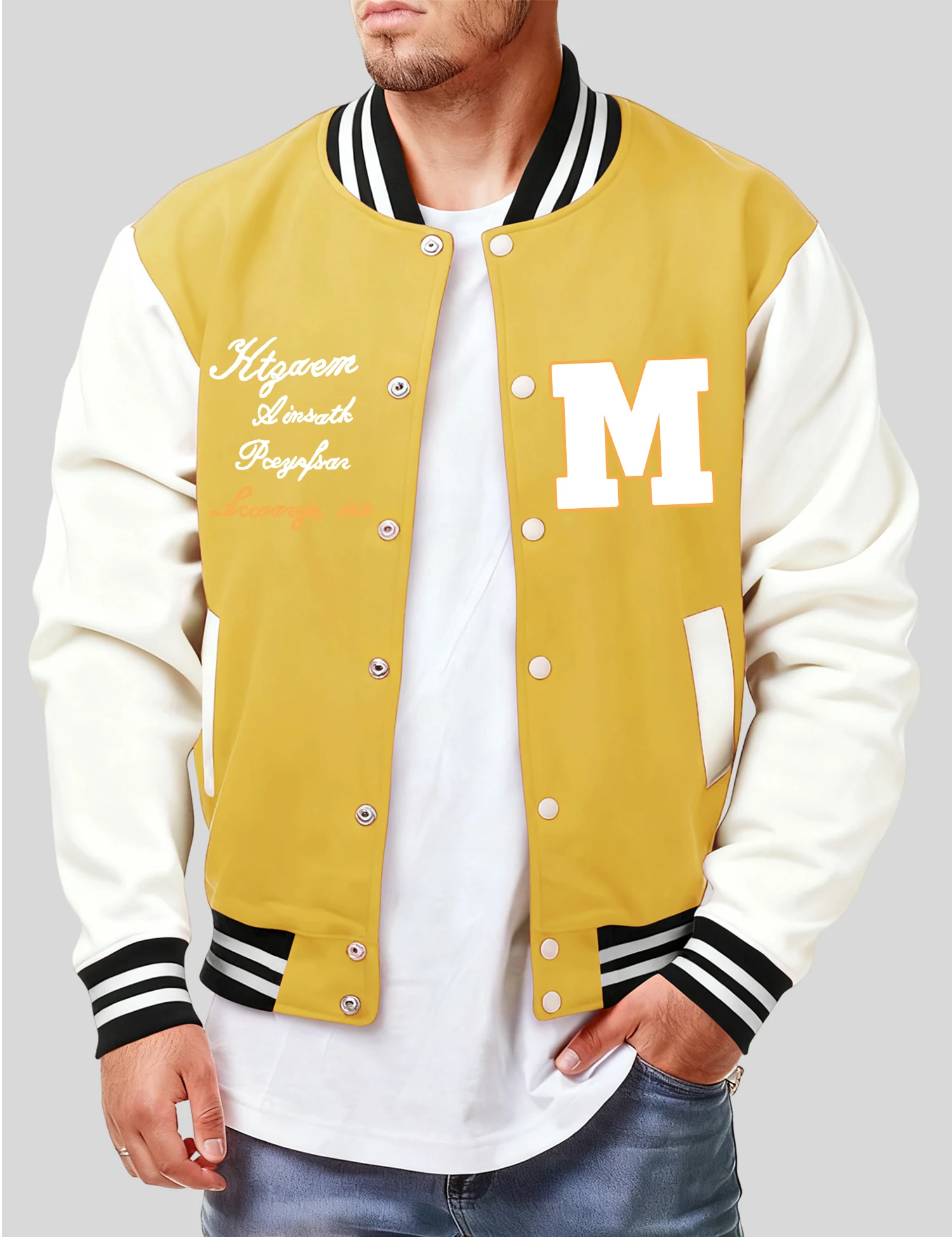 

Бейсбольный трикотаж с художественными буквами и принтом M, мужской модный топ на пуговицах, свободная куртка в стиле ретро, мужская осенняя флисовая мягкая одежда