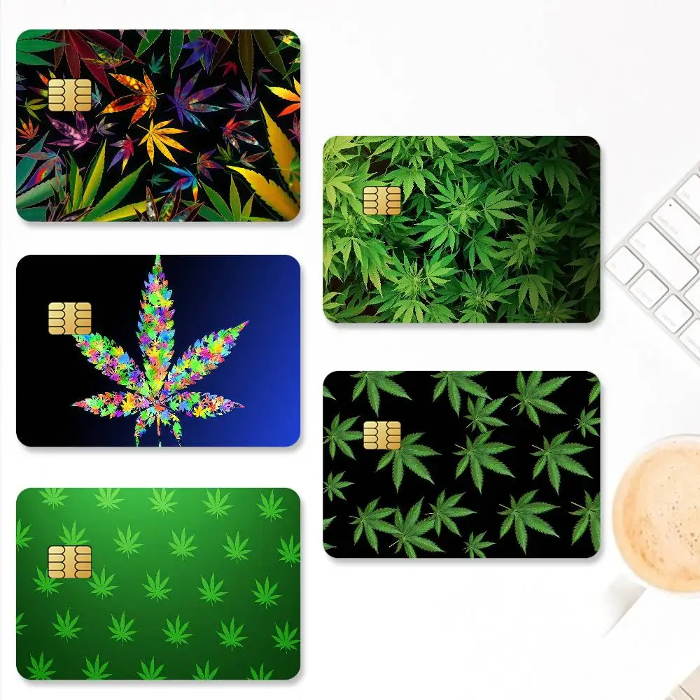 Maple Leaf Weed  Credit Card Stickers Skin for Bank Debit Decorative Protection 4PCS Anti-scratch Waterproof