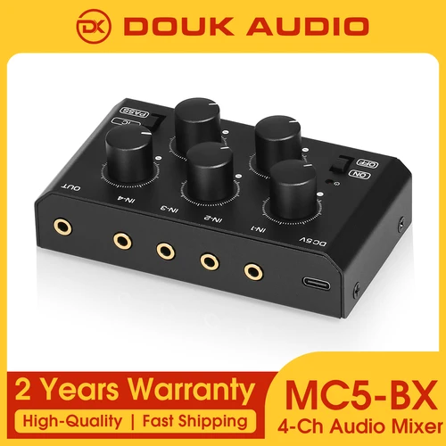 Imagen 1 del producto Douk-Mini mezclador de Audio estéreo de 4 canales, MC5-BX de Audio, Ultra bajo ruido, para casa, estudio, Bar