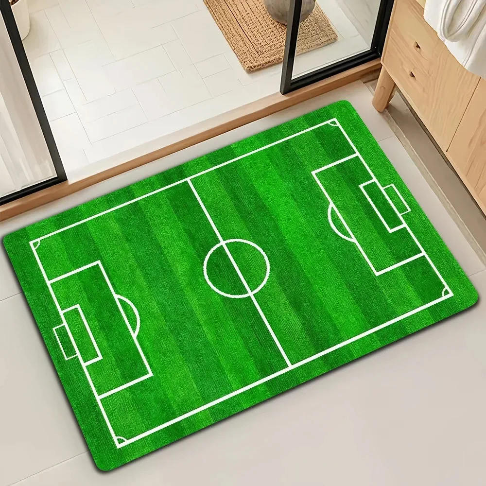 Green Football Pitch Footbal Field Bath Microfiber Decorative Floor Door Mat Quick Dry Non-slip Sole  Doormat Carpet Floor Mats