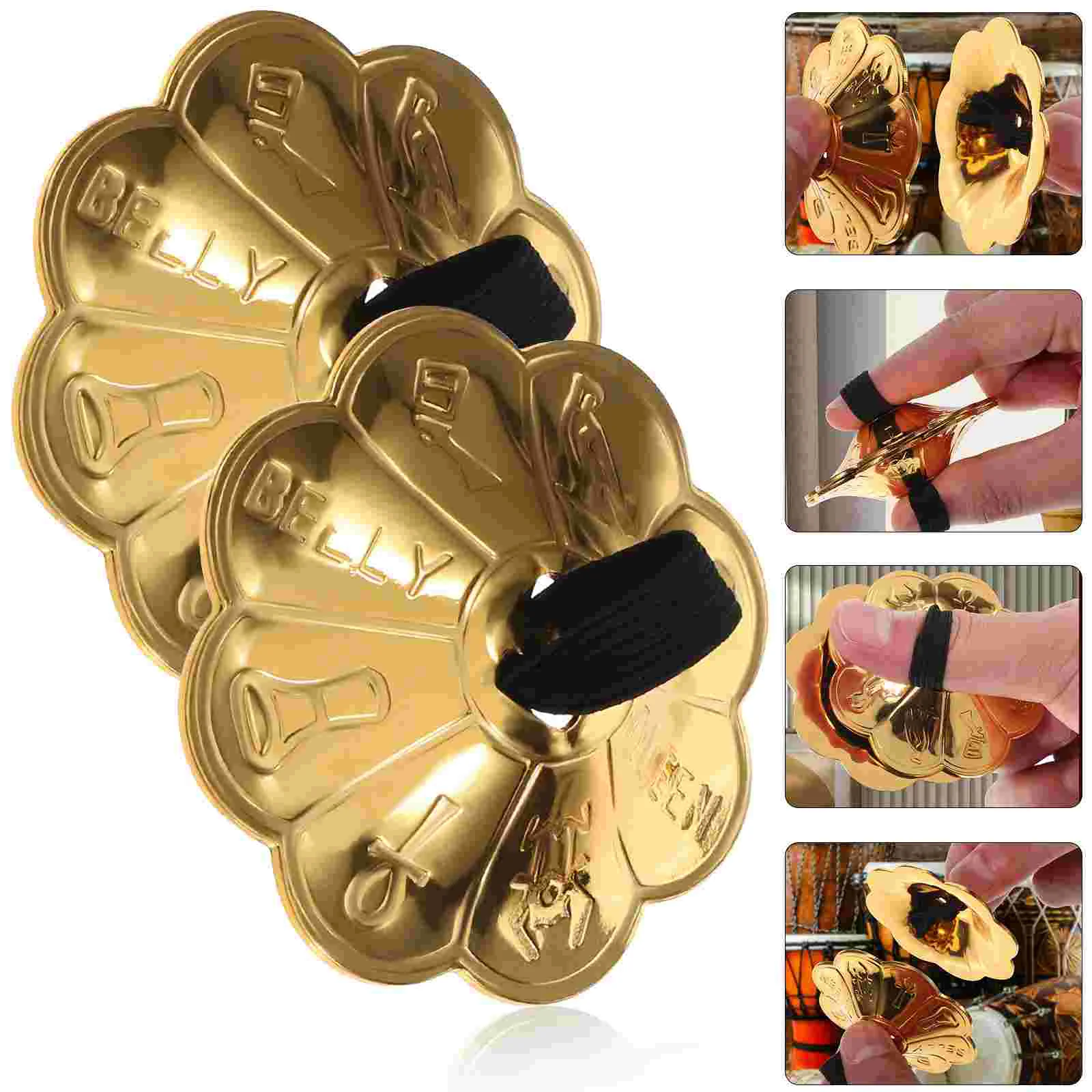 2 Pairs 1 of Plum Copper Finger Pulls Blossom Lace Design Cymbals Music Instrument Musical Round