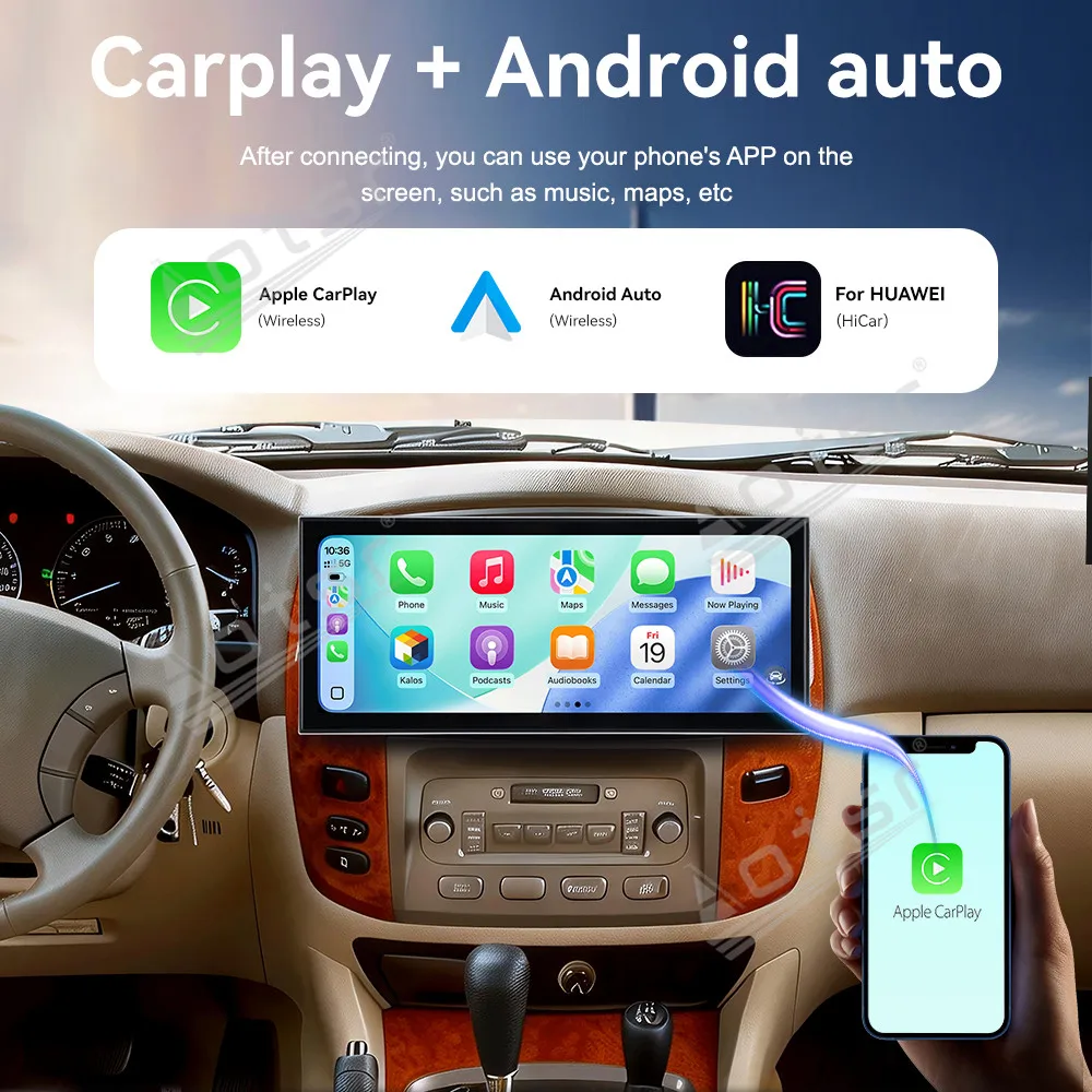 15.8 Inch Android 15 CarPlay For Toyota Land Cruiser LC100 VXR 2002-2005 Touch Screen Multimedia Player GPS Navigation Head