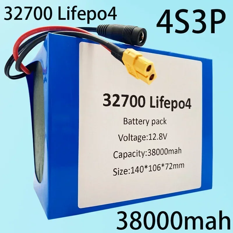 

32700 Lifepo4 Battery Pack 4S3P 12.8V 38Ah 4S 40A 100A Balanced BMS for Electric Boat and Uninterrupted Power Supply 12V