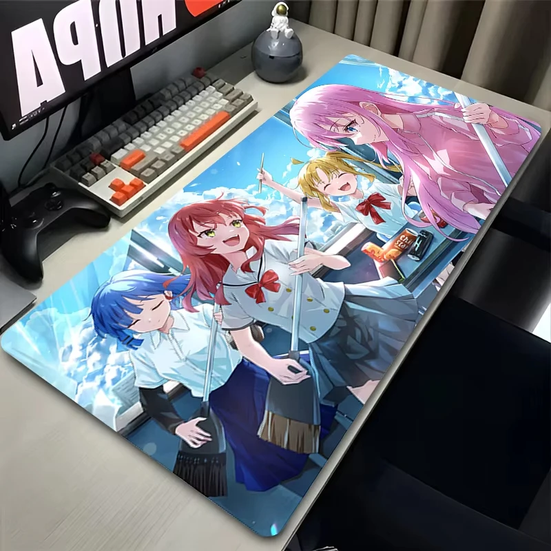 Mauspad Laptop Kawaii Anime Girl HD-Druck Mauspad Computer Bocchi The Rock Gamer Tastaturunterlage PC Gaming Niedliche Schreibtisch-Mausmatte