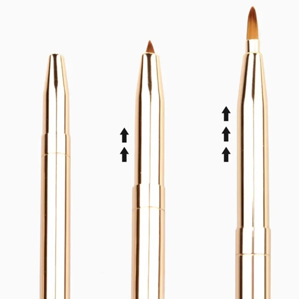 

Retractable Double-Ended Lip Brush Portable Makeup Brush Premium Tool Golden Fine Bristles for Women Girls