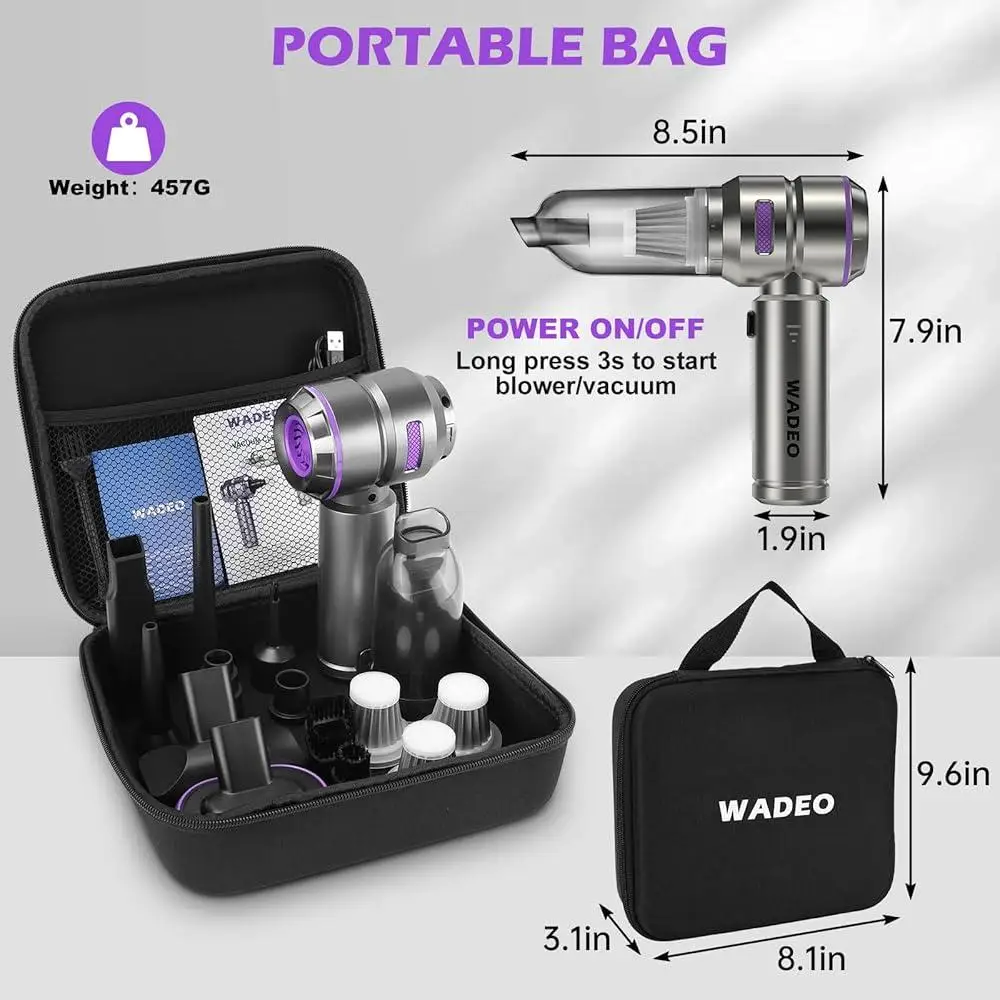 Cordless Handheld Vacuum 4-in-1 21000PA Brushless Motor Car Cleaner with Air Duster 7500mAh Battery Accessories Portable