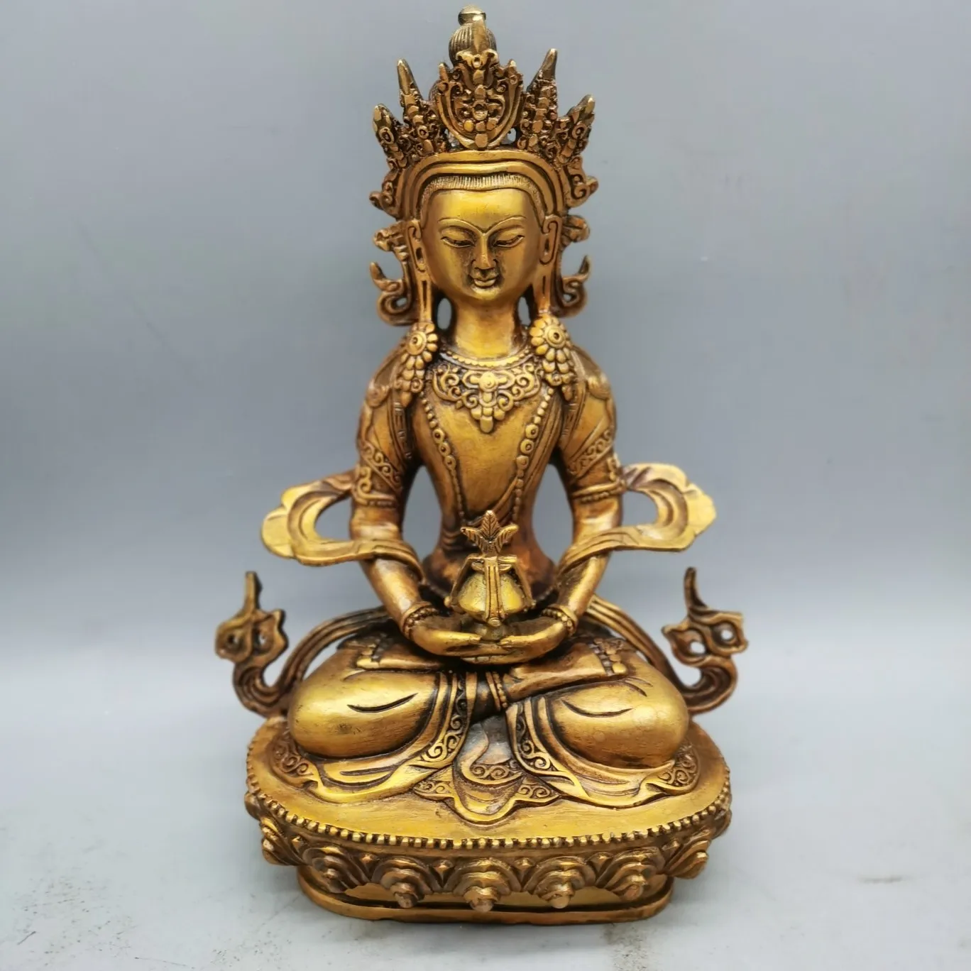 Tibetan Buddhism Copper Green Tara God Godness Kwan-yin Buddha Statue