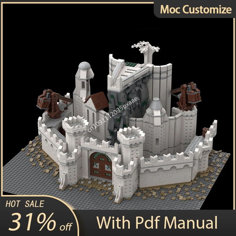 MOC 영화 LOTR 화이트 시티 중세 모듈 건축 성 빌딩 블록 조립 벽돌 장난감, 어린이 크리스마스 선물, 2630 개