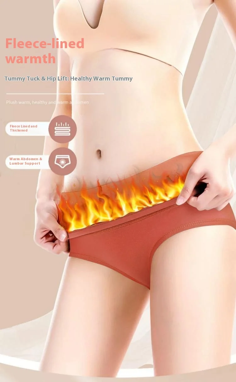 ‌Warm Fleece Lined High Waist Tummy Control Underwear Women Thermal Butt Lifting Shaping Shorts Red Comfortable Snug Fit Winter