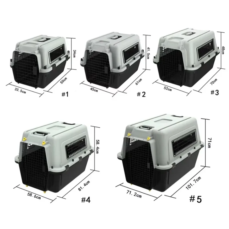 cat cage DEM/DOM Available Airline Transport Tray Plastic Cat Box Luxury Large Kennel on Wheel Pet Travel Carrier Cage Tall Heav
