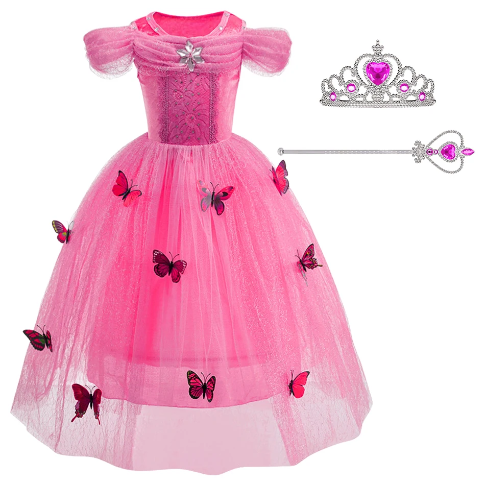 

Kids Cosplay Dresses Children Princess Costume Kids Christmas Carnival Dress Girls Ball Fancy Vestidos Party Rose Red Gown 3-12Y