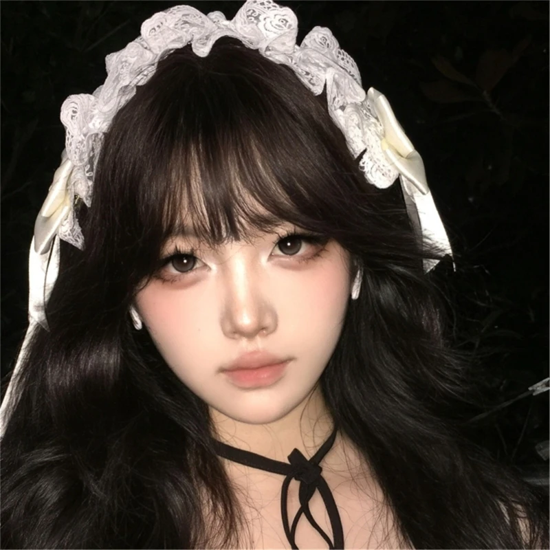 Anni Nastro in pizzo Bowknot Fascia per capelli Animazione Costume Fascia per capelli larga Puntelli per feste Copricapo in