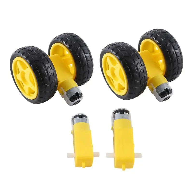 AB51 4 Pcs For Arduino Smart Car Robot Plastic Tire Wheel With DC 3-6V Gear Motor