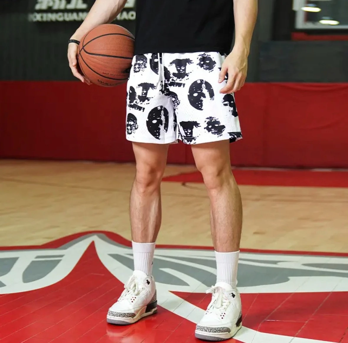 

Basketball Shorts Portrait Pattern Breathable Quick Drying Shorts Streetwear Style Summer Beach Men Casual Outdoor Shorts Moto