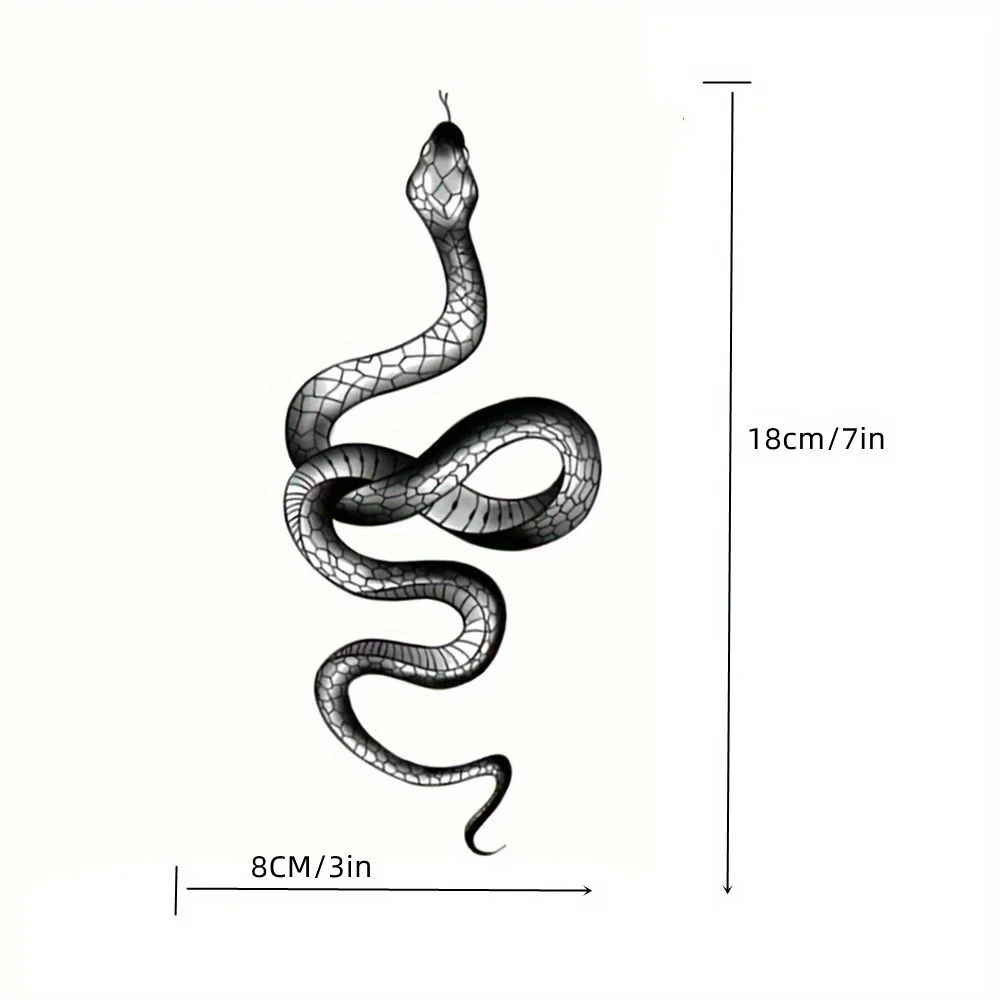 5 Stück revolutionäre semi-permanente Tattoo-Aufkleber – wasserfest, realistisches Schlangen-Design, pflanzlich gereinigte magische Tinte