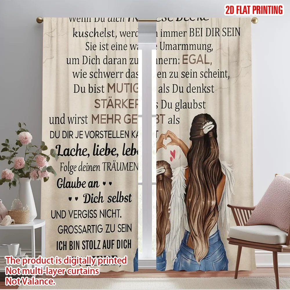 2pcs,2D plane printing Popular Curtains Mothers Love Versatile Polyester (without rod) Festive Perfect for Bedroom Living Room