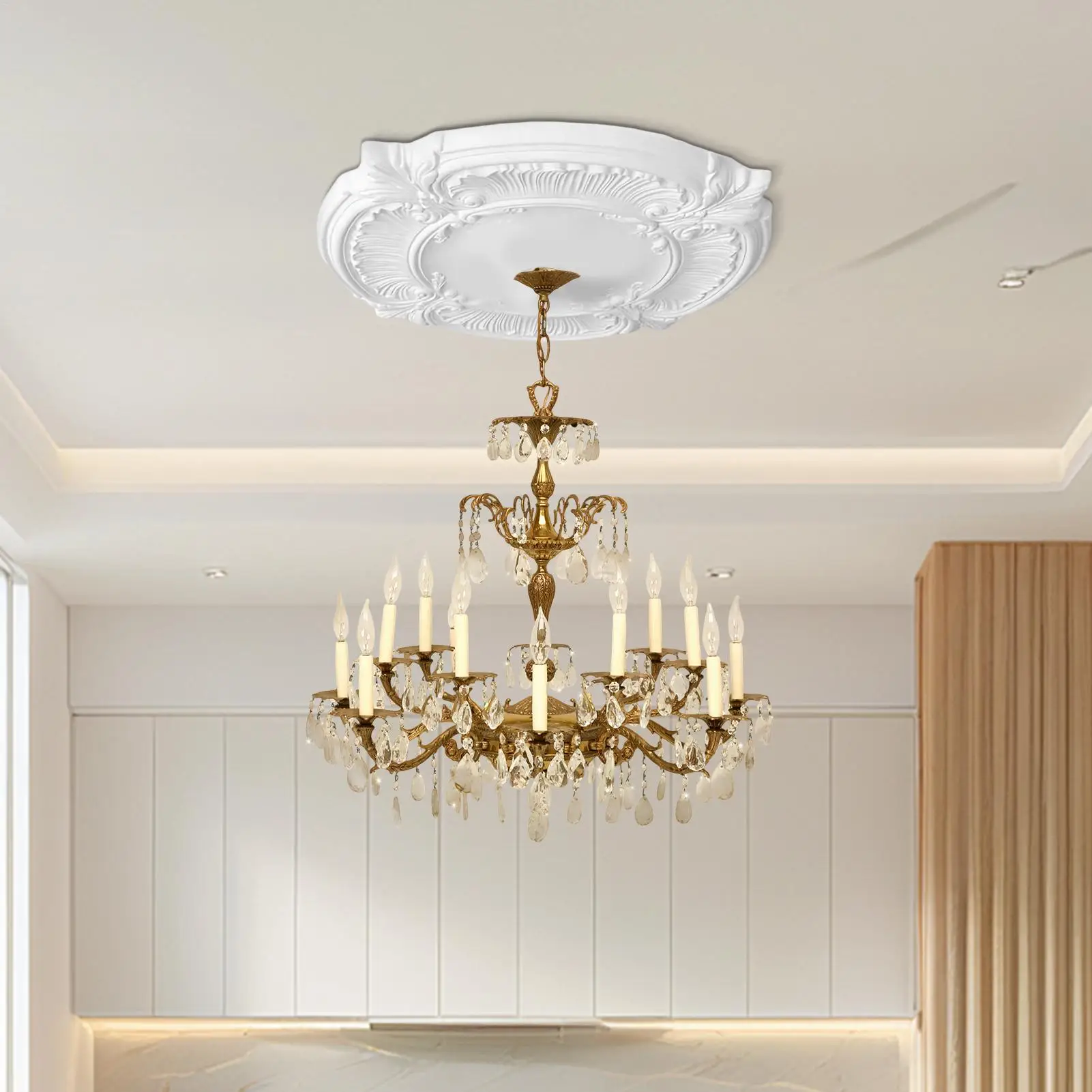Ceiling Medallions for Light Fixtures Decorative Ceiling Medallion with Light Hole Elegant European Safe Decoration for Home