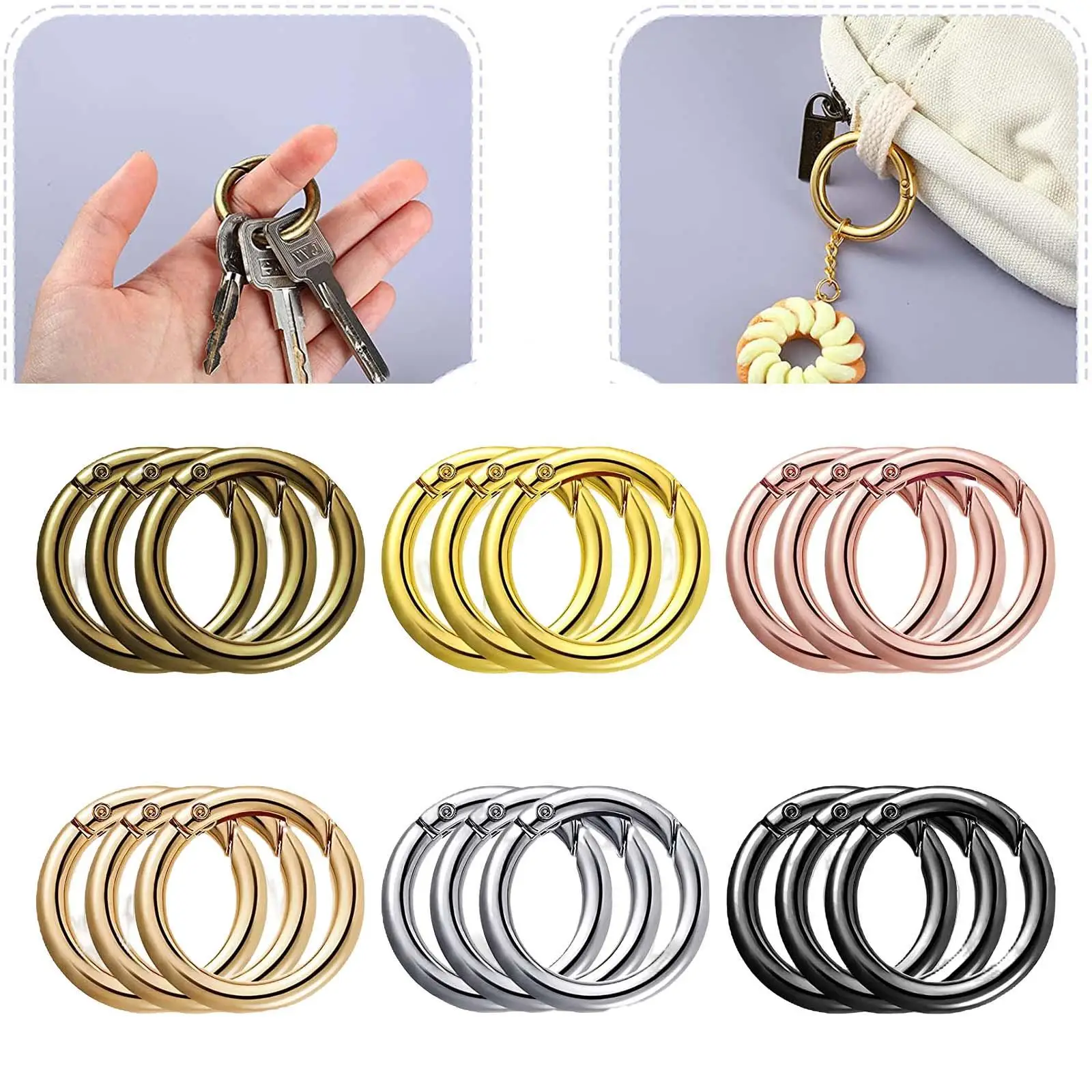 18PCS Sp Clip Round Carabiner Gate O Carabiner Sp Buckle Organizing Accessory/Metal Holder