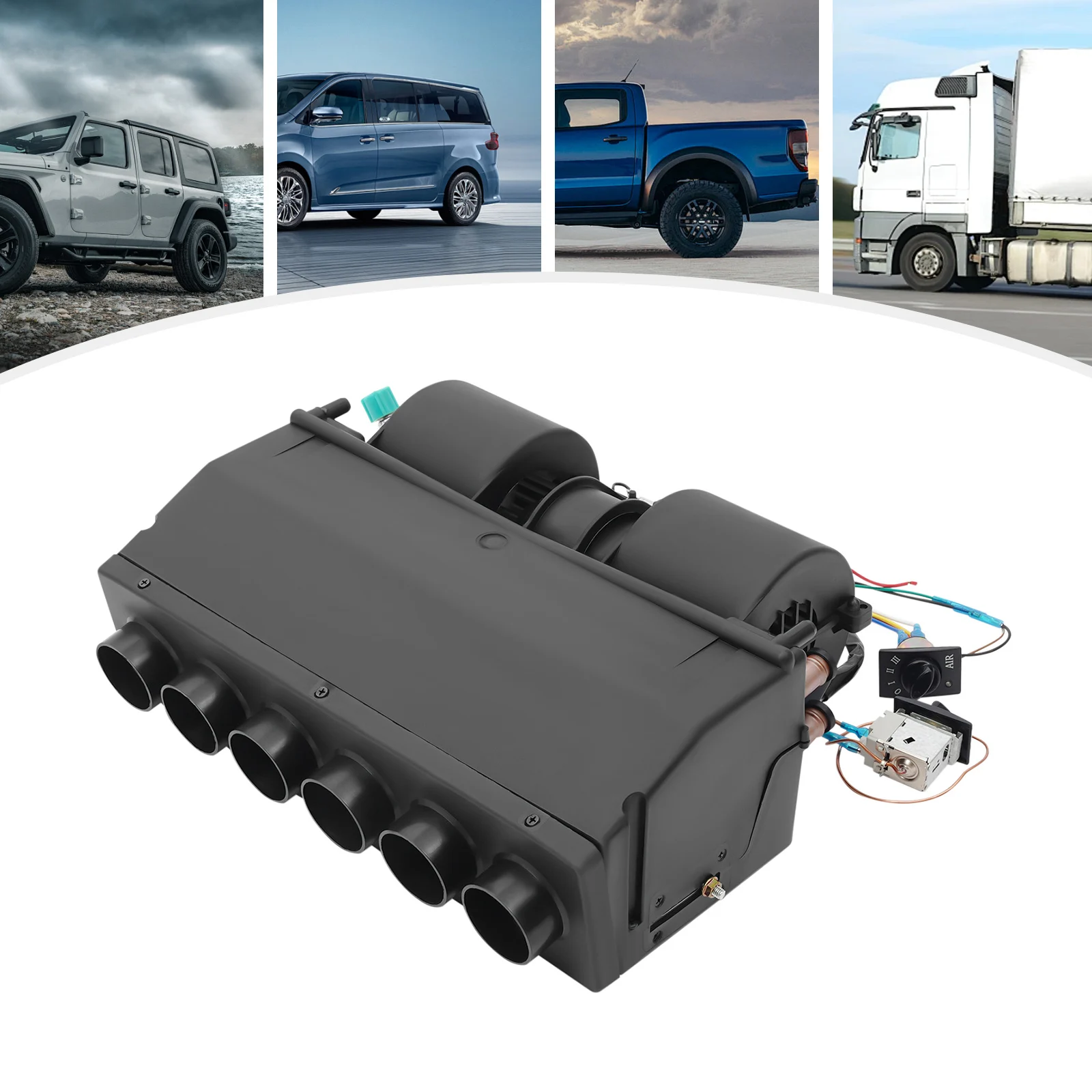 12V 냉온 겸용 에어컨 증발기 3단 속도 3-8 ° 차량 온도 조절용 조절 가능한 65dB 저소음 258CFM