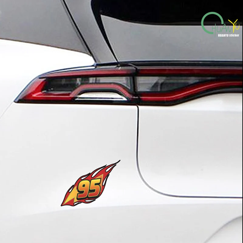 Personalized creative lightning 95 digital car decals for race car, motorcycle, electric car body decoration, waterproof sticker