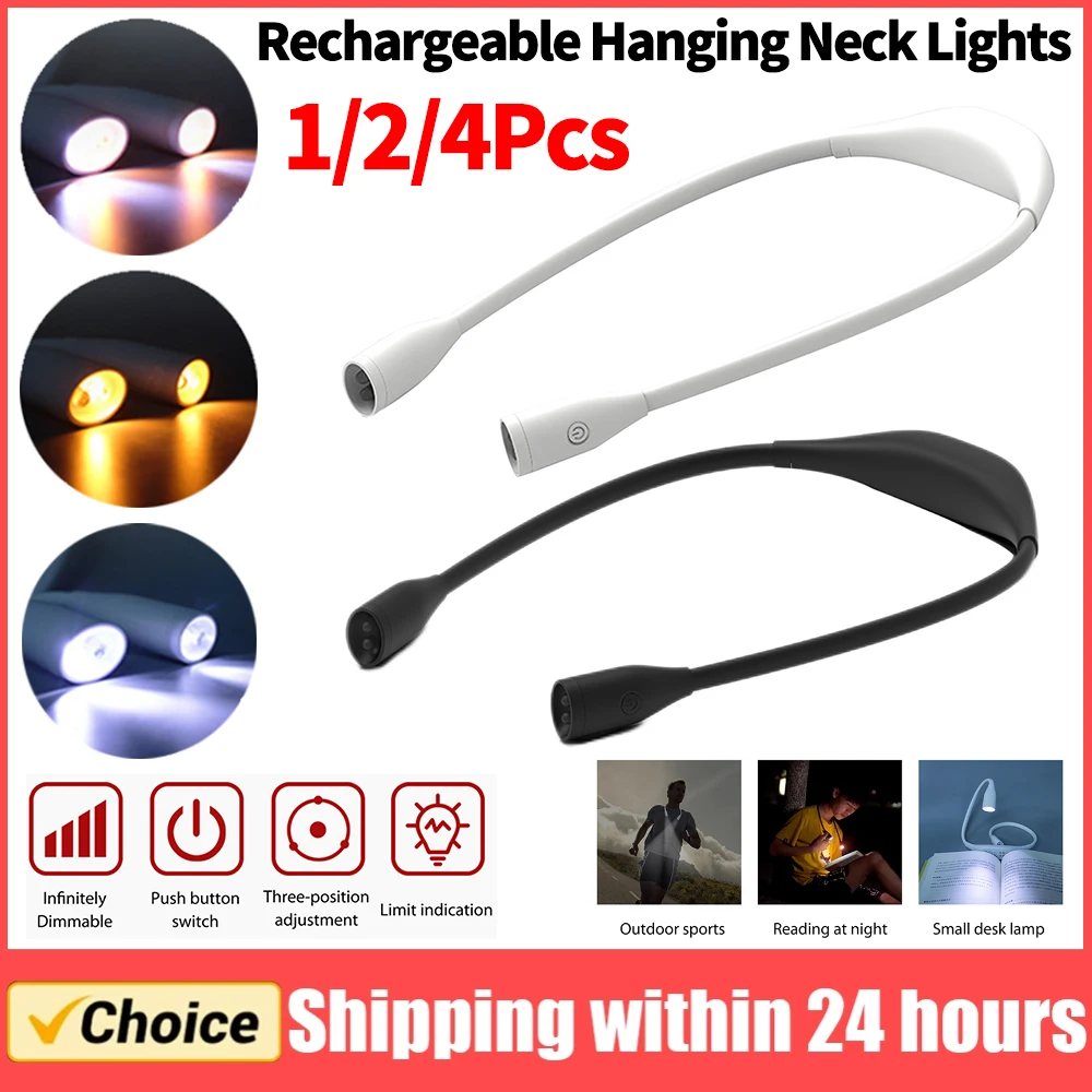USB Mini Desklamp Book Lights Stepless Dimming Sports Halterneck Light 360-degree Adjustment Work Lamp Hands Free