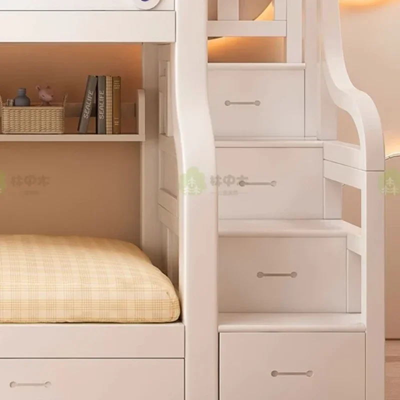 أثاث غرفة نوم Letto A Castello الفاخر، أدراج تخزين، سرير أطفال، إطار لوح أمامي، مقاس كينج، سرير بطابقين للأطفال حديث #3