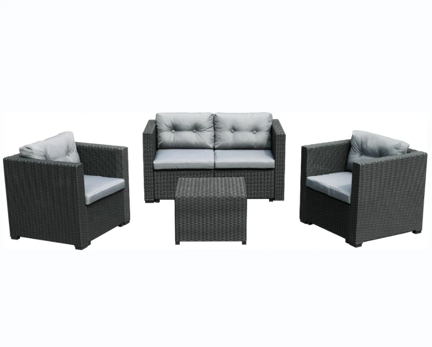 4 قطعة PP الروطان المظهر في الهواء الطلق طقم أريكة غرفة المعيشة فندق فيلا بارك فناء شقة مزرعة-أثاث خارجي متعدد الاستخدامات #6
