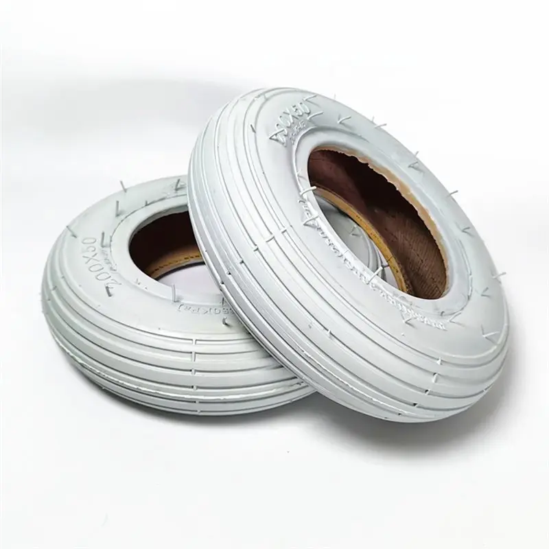 For Electric Wheelchair 2 Pcs 8 Inch 200X50 Gray Outer Tire Front Wheel Replacement Parts