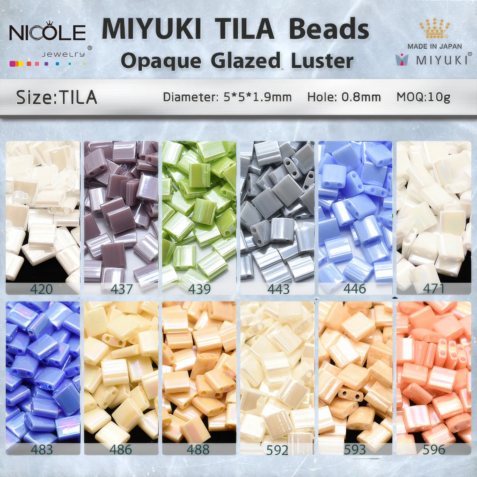 

2-Hole MIYUKI TILA Beads 5*5*1.9mm Opaque Glazed Luster Series Japanese Seed Bead for Bracelet Necklace Earring Jewelry Making