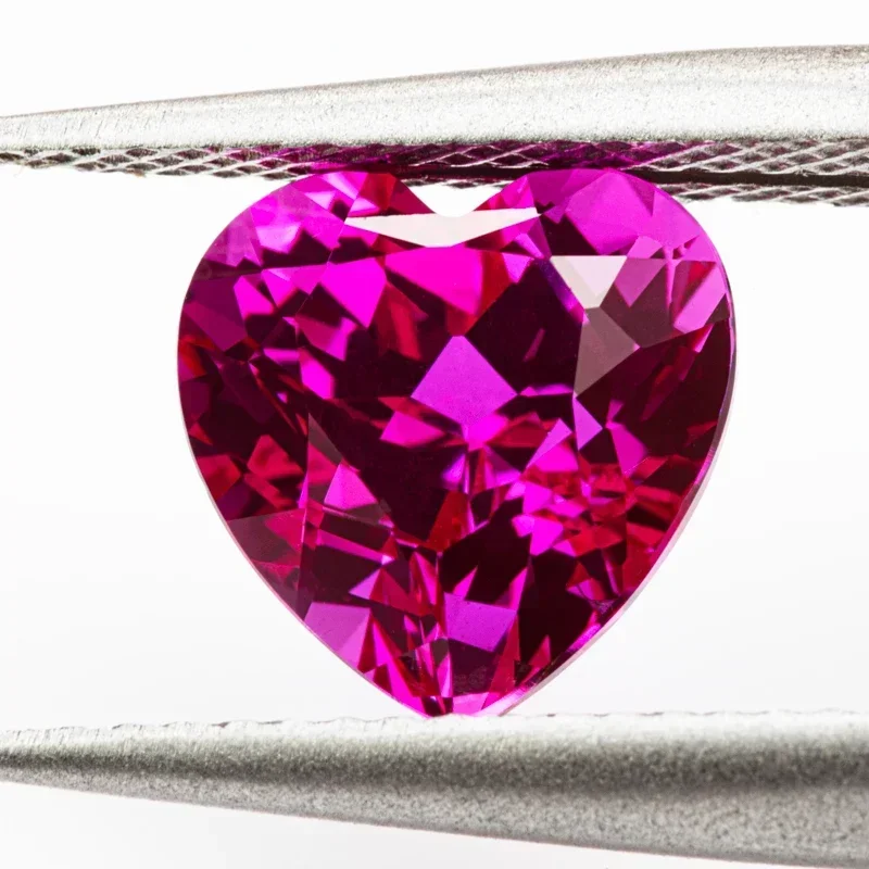 Lab Grown Sapphire Hot Pink Color Heart Shape Extremely Shiny Quality DIY Ring Necklace Earrings Materials AGL Certificate