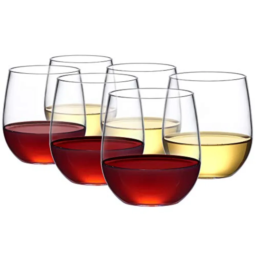 

- Cindy - 14-Ounce Unbreakable Tritan Wine Glasses Set of 6,Plastic Steml Wine Tumblers, Reusable, BPA-Free, Dishwasher-Safe, P
