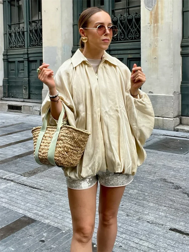 Fashion Loose Autumn Jackets Outwear Female Lapel Zipper Casual Commute Cardigan Coat Clothes Women's Solid Jackets