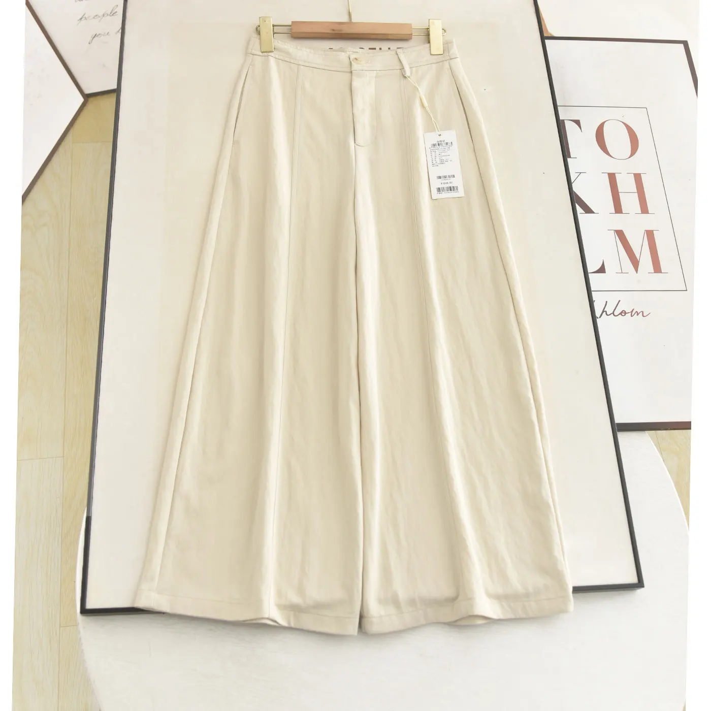 

High Waist Straight Leg Nine-Tenths Cotton Casual Thin Versatile Loose Wide Leg Pants Summer New Style Women's Fashion