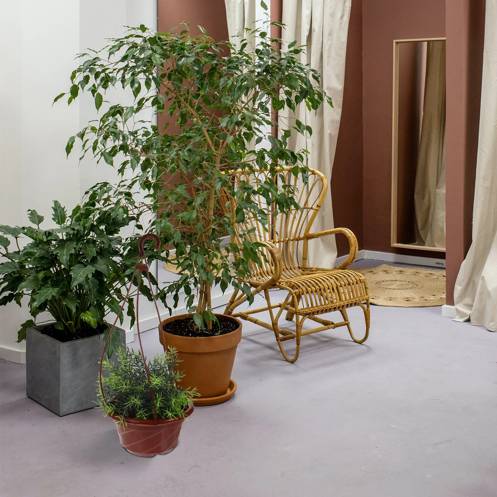 8pcs Hanging Planter for Succulent Green Plant Decor Indoor Outdoor Large Brown Window Flower Pot Garden Balcony Plastic Basket