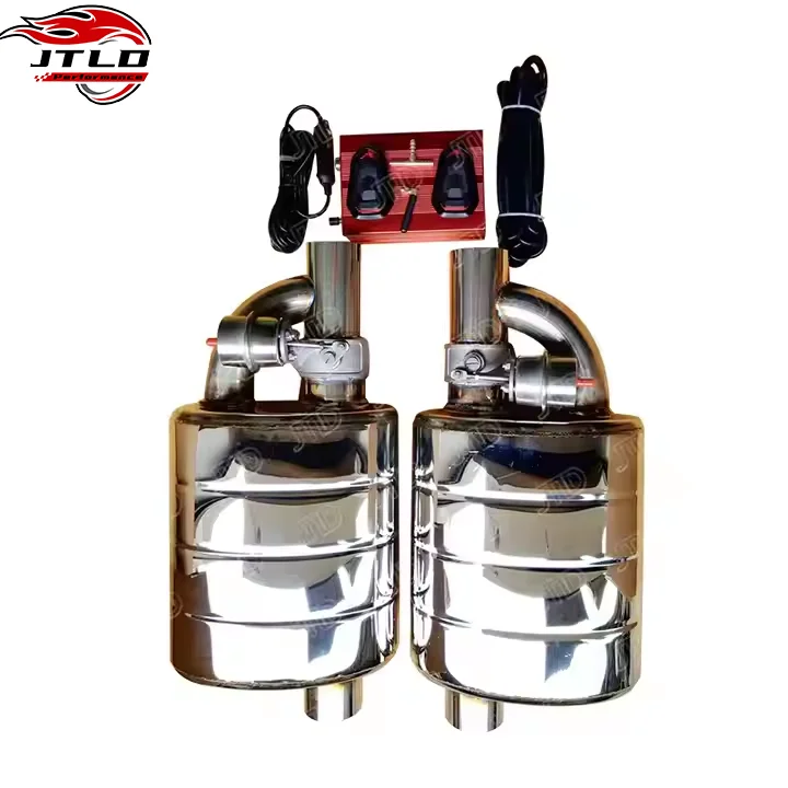 JTLD Universal 201Stainless Steel 89mm 3.5 Exhaust Muffler Vacuum Valve Muffler With Controller Pneumatic Single Valve Muffler