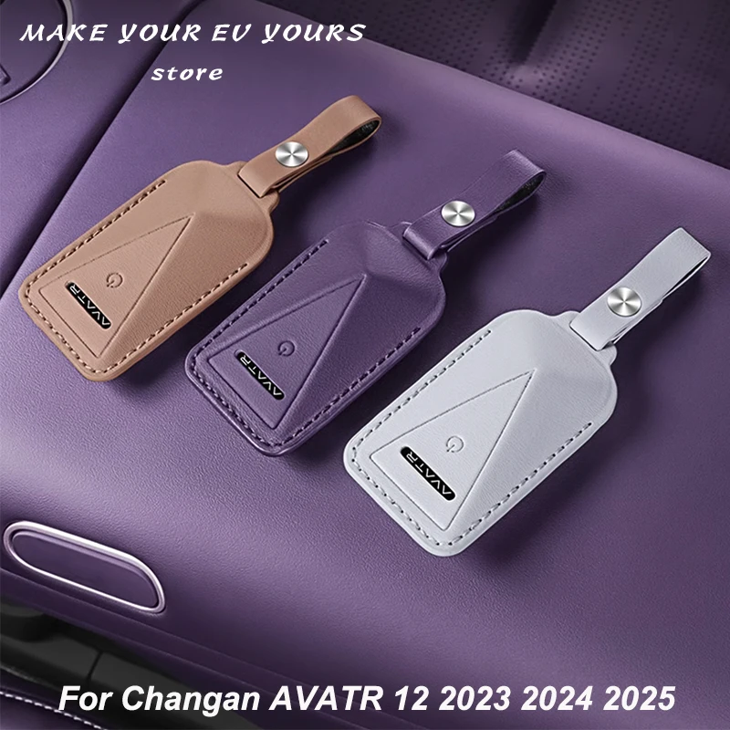 

For Changan AVATR 07 11 12 2023-2025 Car NAPPA Leather Key Buckle Case Stereoscopic Keychain The Car Accessories