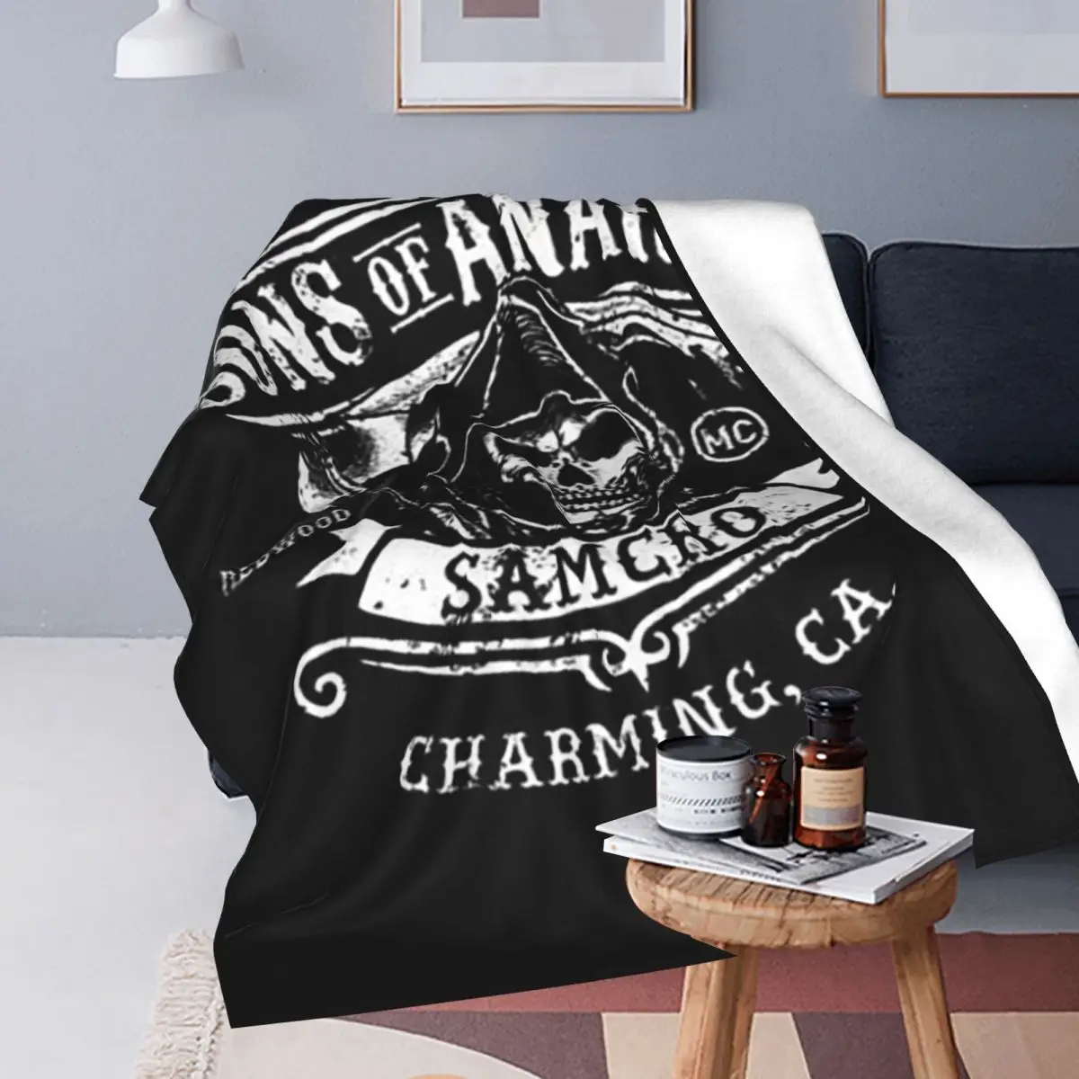 Sons Of Anarchys Skull Horror Tv Movie Blanket Soft Warm Flannel Throw Blanket Bedspread for Bed Travel Home Sofa