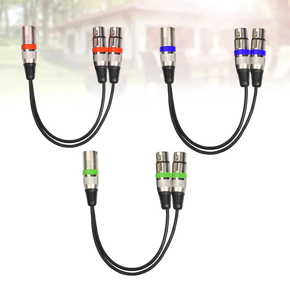 

3Pcs Xlr Male to Dual Xlr Female Balanced Audio Microphone Cable Y Splitter 3 Pin Extension Cable 0.3m Red Green