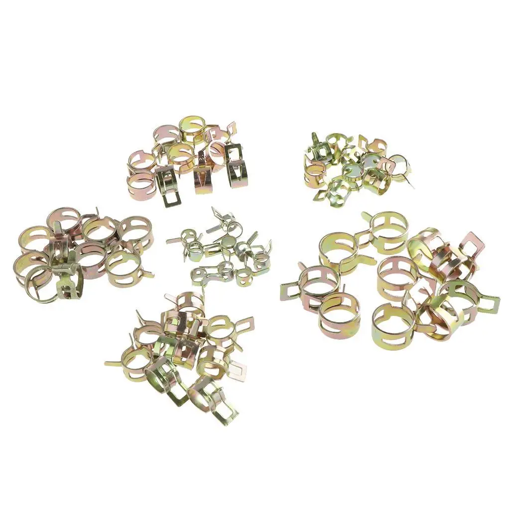 Hose Clamps Spring Band Fastener 60pcs 6 to 15mm Metal Set for Silicone Hose Air and Fuel Pipe