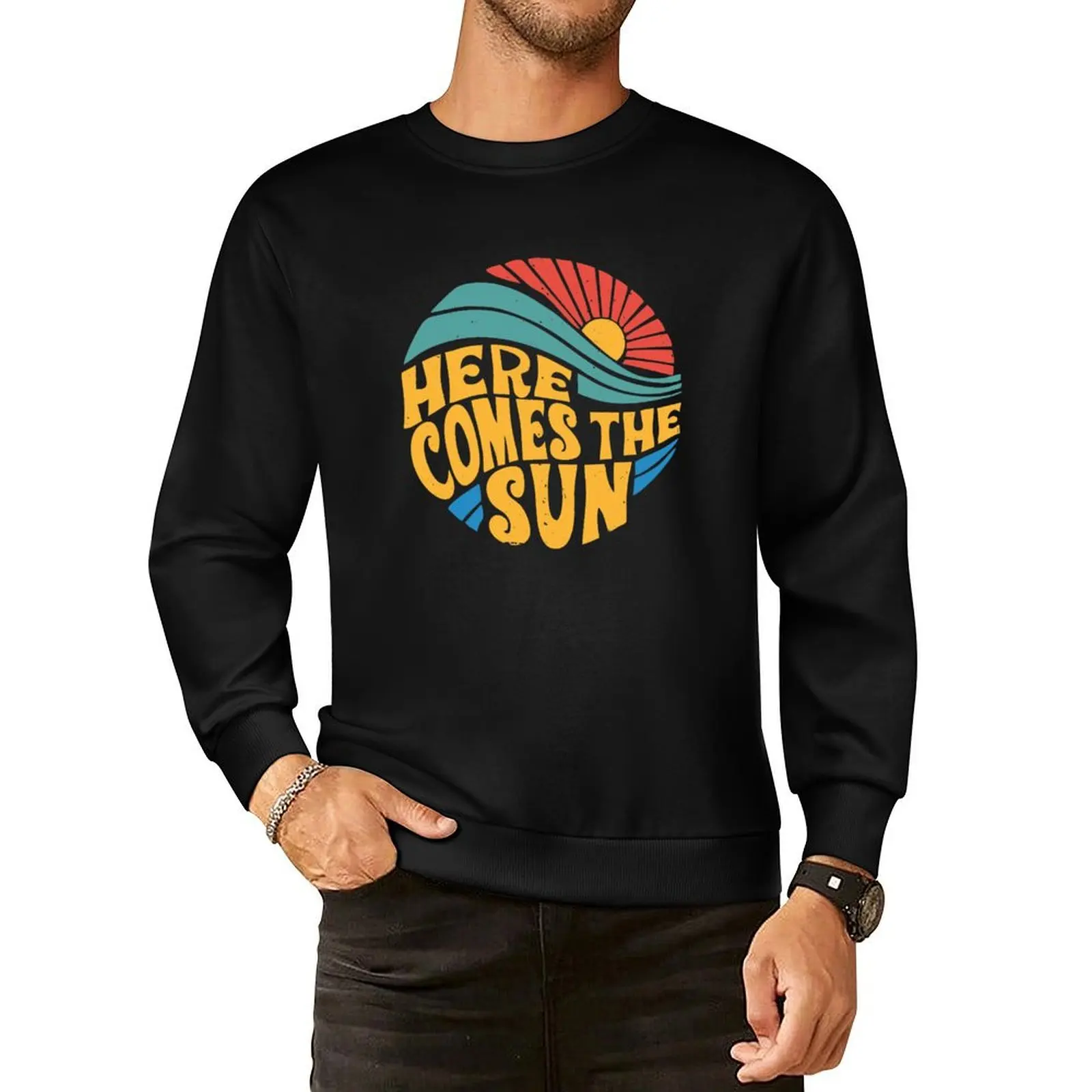 Here Comes the Sun Pullover Hoodie aesthetic clothing japanese style men's autumn clothes sweatshirt male