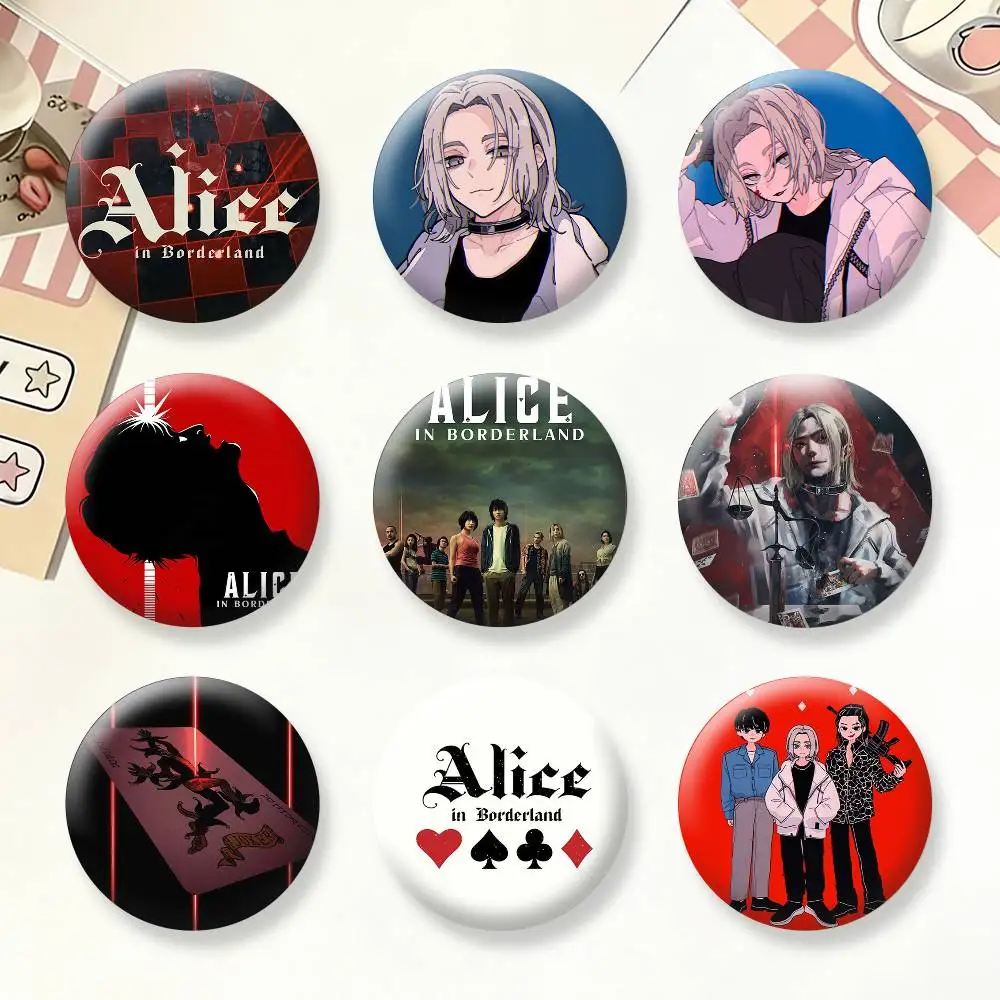 

A-Alice In b-Borderland Button Pins Backpack Clothing Decor Brooch Badge Jewelry Gifts for Kids