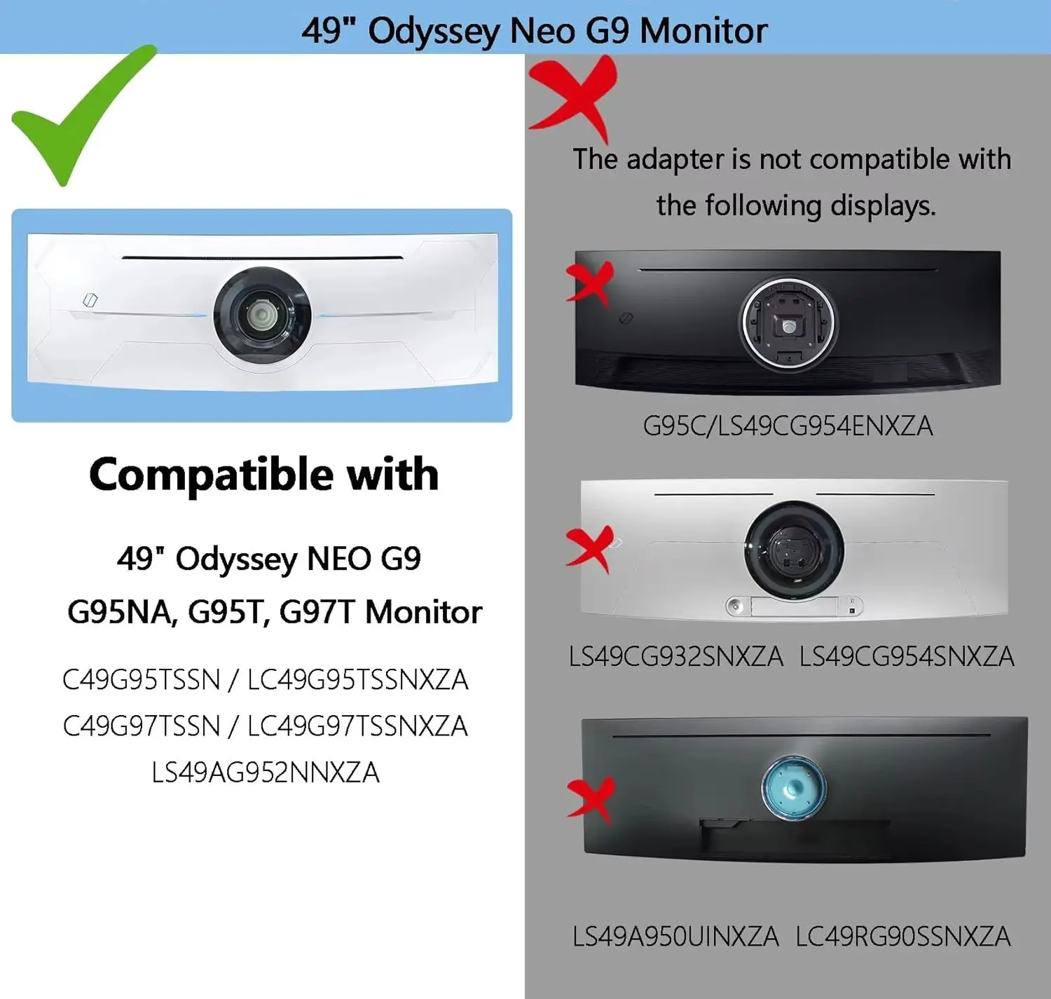 Odyssey NEO G9 VESA Mount Adapter Compatible with for Samsung 49